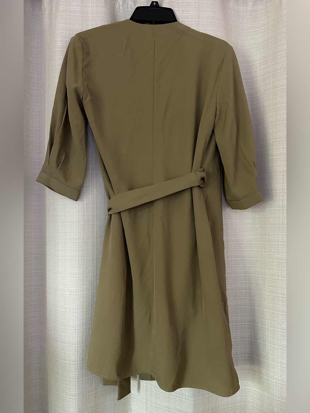 Everlane Japanese Goweave Olive Wrap Robe Dress with Self-Tie 00 - Picture 4 of 15